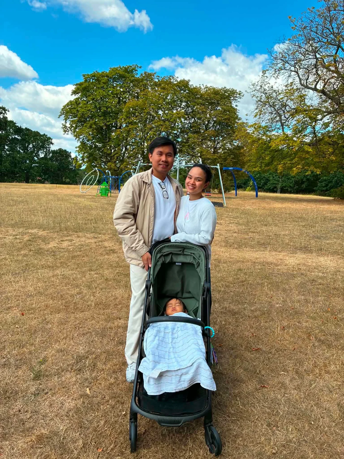 A family stroll on a sunny day